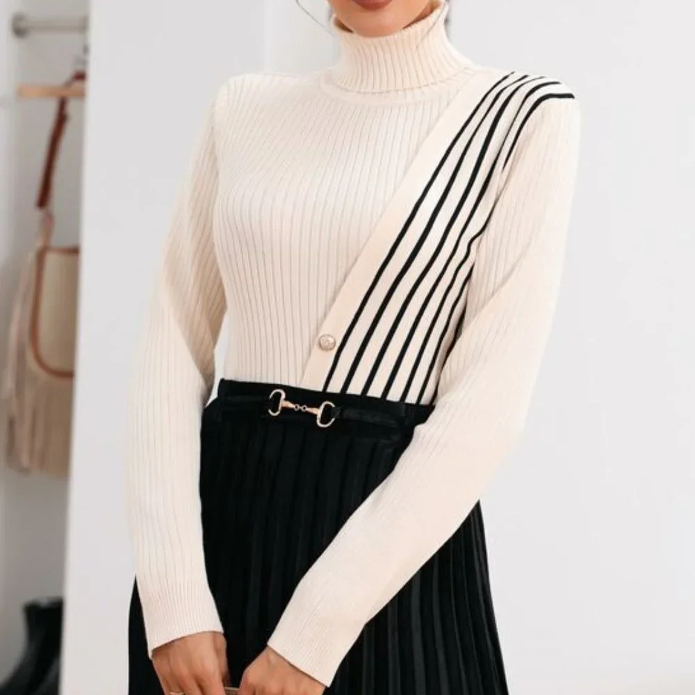 Striped Turtleneck Sweater